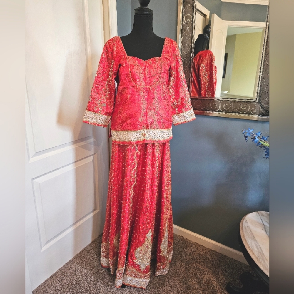 Unique Vintage Handmade Lehenga Saree top